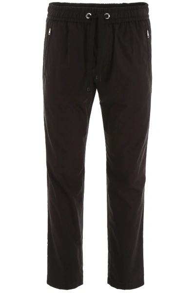 Shop Dolce & Gabbana Joggers With Side Bands In Nero