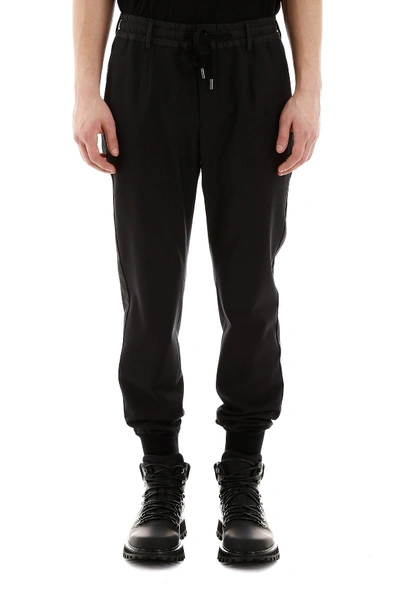 Shop Dolce & Gabbana Joggers With Side Bands In Nero