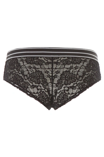 Shop Dolce & Gabbana Lace Briefs With Logo Band In Nero