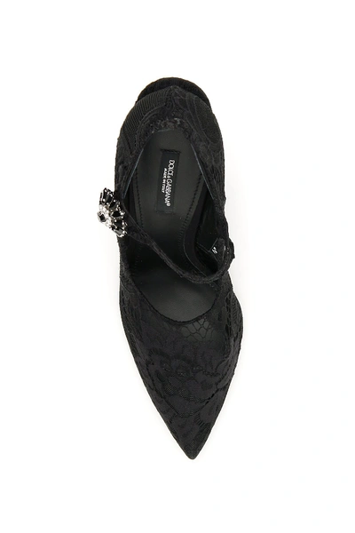 Shop Dolce & Gabbana Lace Mary Jane Pumps In Nero