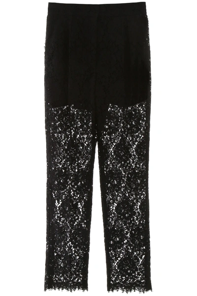 Shop Dolce & Gabbana Lace Trousers In Nero