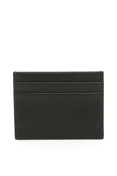 Shop Dolce & Gabbana Leather Cardholder With Crystal Dg In Nero