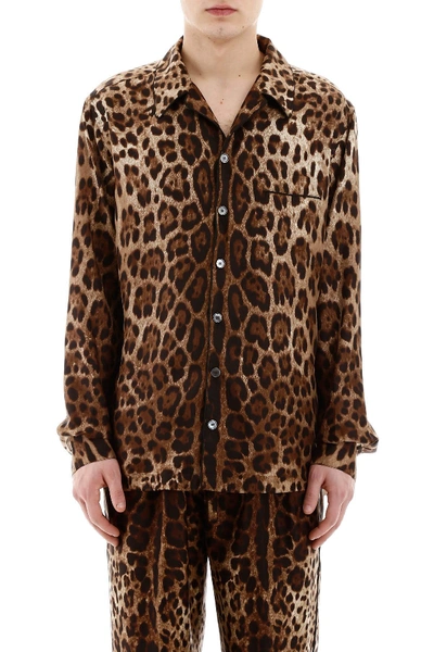 Shop Dolce & Gabbana Leopard Pajama Shirt In Leo New