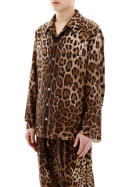 Shop Dolce & Gabbana Leopard Pajama Shirt In Leo New