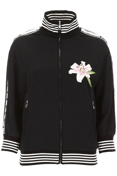 Shop Dolce & Gabbana Lily Patch Sweatshirt In Nero