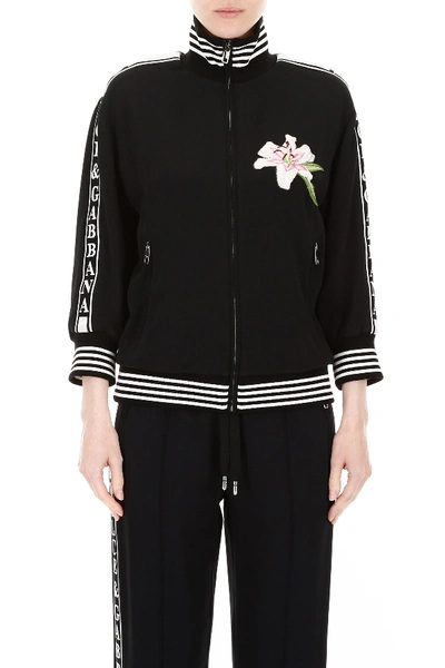 Shop Dolce & Gabbana Lily Patch Sweatshirt In Nero