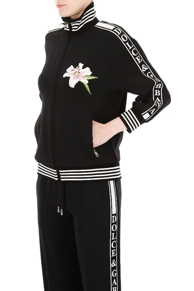 Shop Dolce & Gabbana Lily Patch Sweatshirt In Nero