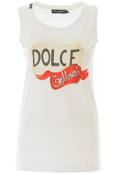 Shop Dolce & Gabbana Logo Tank Top In Dolce Fdo Bianco