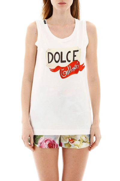 Shop Dolce & Gabbana Logo Tank Top In Dolce Fdo Bianco