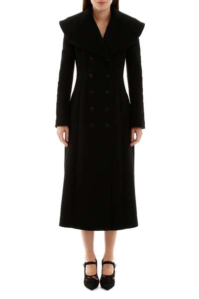 Shop Dolce & Gabbana Long Wool Coat In Nero