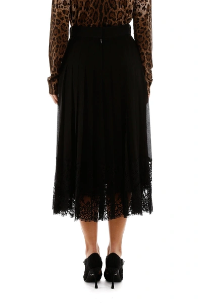 Shop Dolce & Gabbana Midi Skirt With Lace In Nero