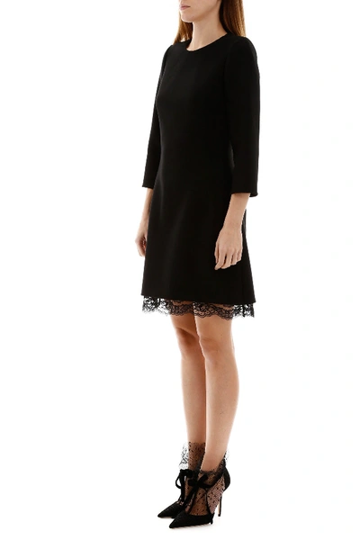 Shop Dolce & Gabbana Mini Dress With Lace Insert In Nero