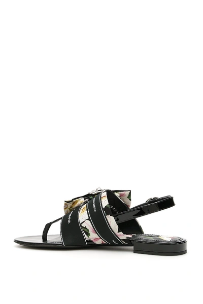 Shop Dolce & Gabbana Patent Sandals With Bow In Gigli Fdo Nero