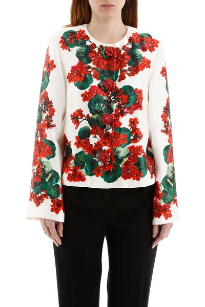 Shop Dolce & Gabbana Portofino Print Jacket In Gerani Fdo Bco Nat
