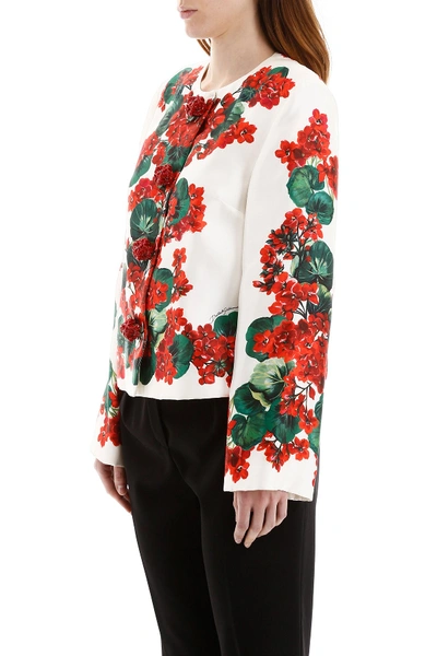 Shop Dolce & Gabbana Portofino Print Jacket In Gerani Fdo Bco Nat