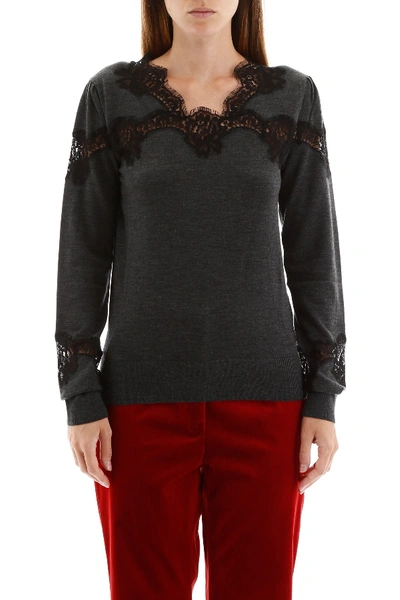 Shop Dolce & Gabbana Pullover With Lace Inserts In Variante Abbinata