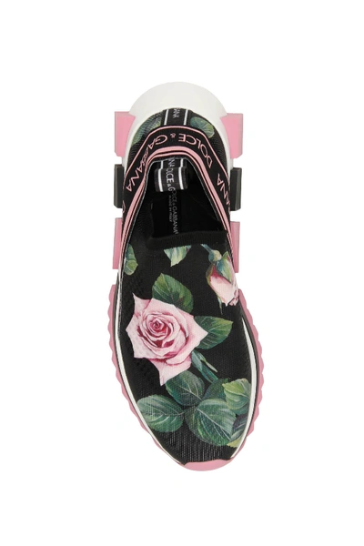 Shop Dolce & Gabbana Rose Print Running Sneakers In Rose Rosa Fdo Nero