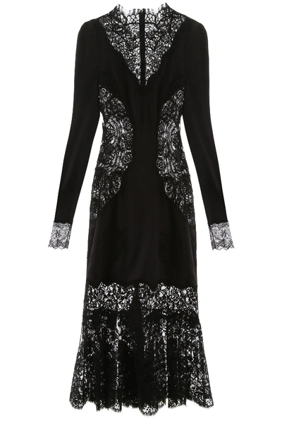 Shop Dolce & Gabbana Satin And Lace Dress In Nero