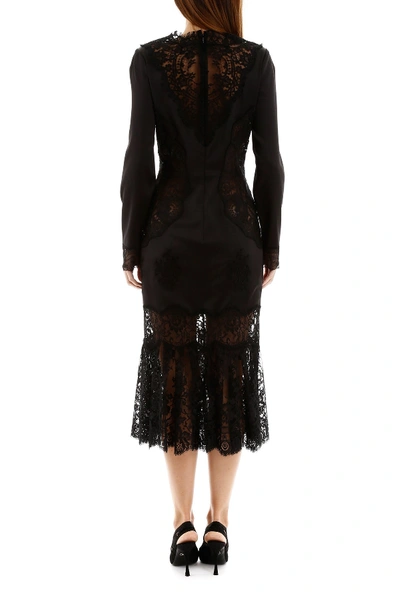 Shop Dolce & Gabbana Satin And Lace Dress In Nero