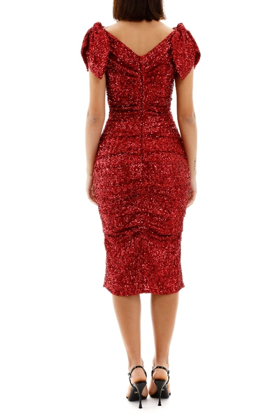 Shop Dolce & Gabbana Sequined Dress In Granata