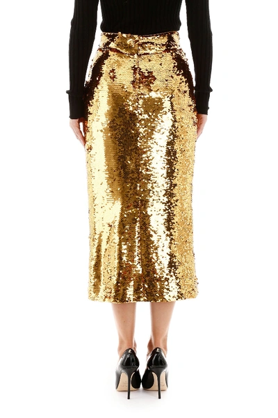 Shop Dolce & Gabbana Sequined Midi Skirt In Oro
