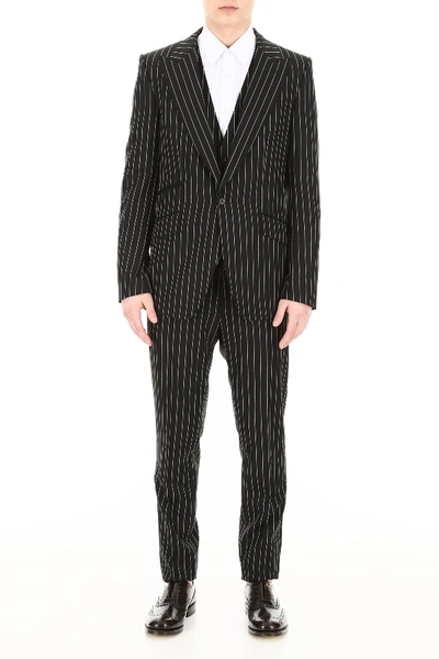 Shop Dolce & Gabbana Sicilia Three-piece Suit In Rigato