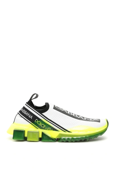 Shop Dolce & Gabbana Sorrento Melt Sneakers In Bianco Giallo Fluo