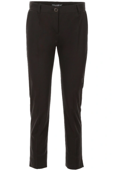 Shop Dolce & Gabbana Stretch Cotton Trousers In Nero