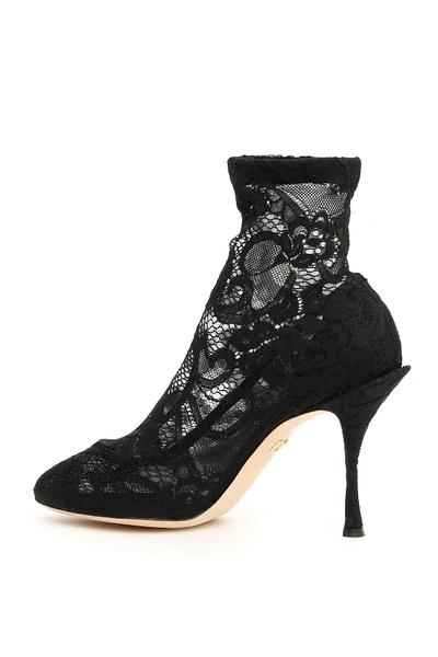 Shop Dolce & Gabbana Stretch Lace Booties In Nero Nero