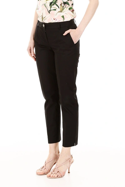 Shop Dolce & Gabbana Stretch Cotton Trousers In Nero