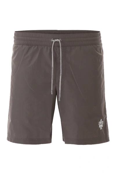 Shop Dolce & Gabbana Swim Trunks In Grigio Medio 1