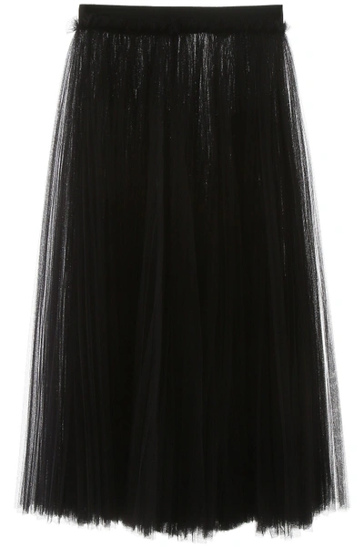 Shop Dolce & Gabbana Tulle Midi Skirt In Nero