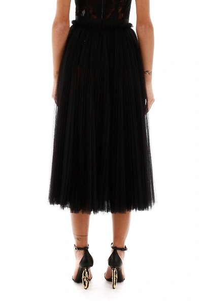 Shop Dolce & Gabbana Tulle Midi Skirt In Nero