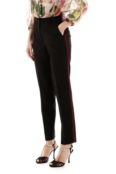 Shop Dolce & Gabbana Wool Trousers With Bands In Nero