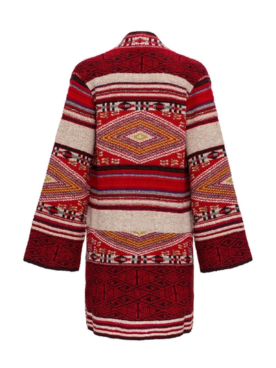 Shop Etro Silk And Wool Ikat Cardigan In Red