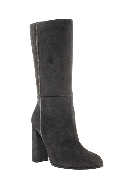 Shop Fabiana Filippi Dora Leather And Shearling Boots In Grey