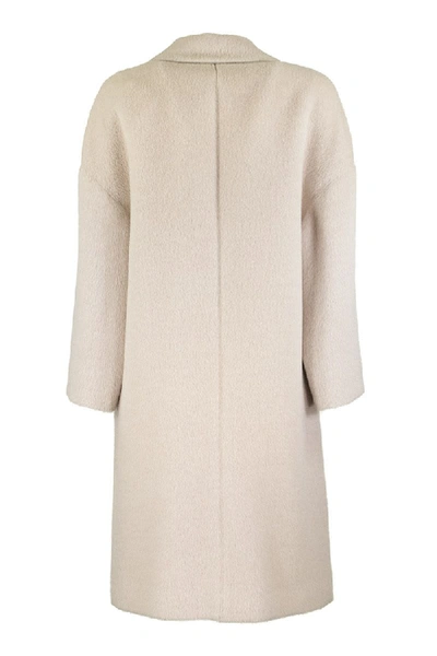 Shop Brunello Cucinelli Double Breasted Alpaca And Virgin Wool Coat In White