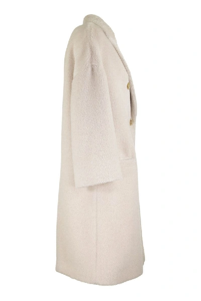 Shop Brunello Cucinelli Double Breasted Alpaca And Virgin Wool Coat In White