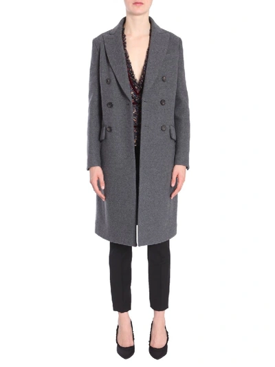 Shop Dsquared2 Double Breasted Coat In Grey