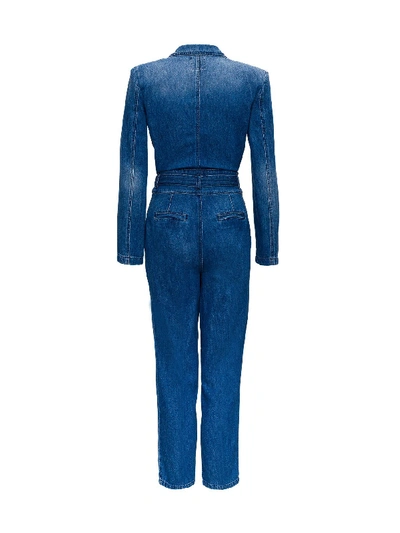 Shop Pinko Double Breasted Denim Suit In Blu