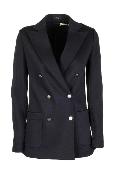 Shop Fay Double Breasted Jacket In Blue