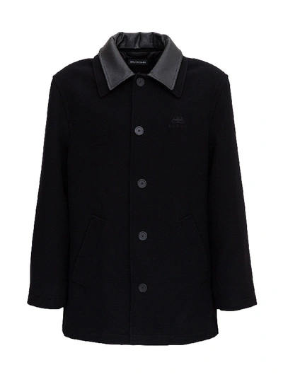 Shop Balenciaga Double Collar Jacket In Black