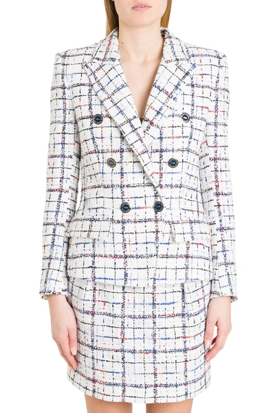 Shop Alexandre Vauthier Double-breasted Blazer In Check Tweed In White