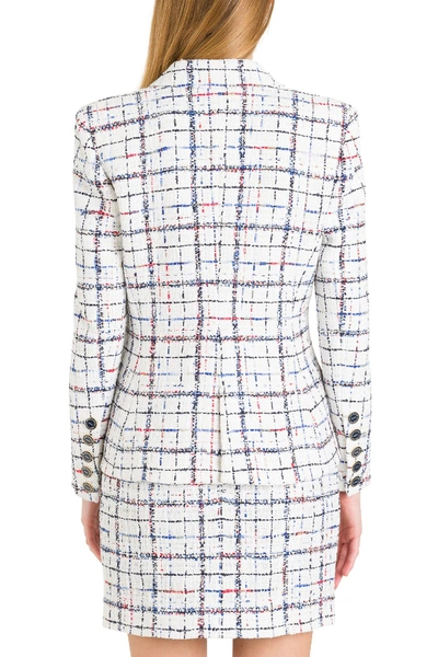 Shop Alexandre Vauthier Double-breasted Blazer In Check Tweed In White