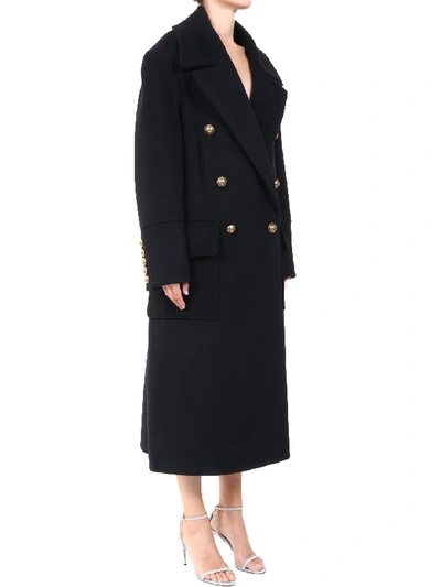 Shop Balmain Double-breasted Coat In Black