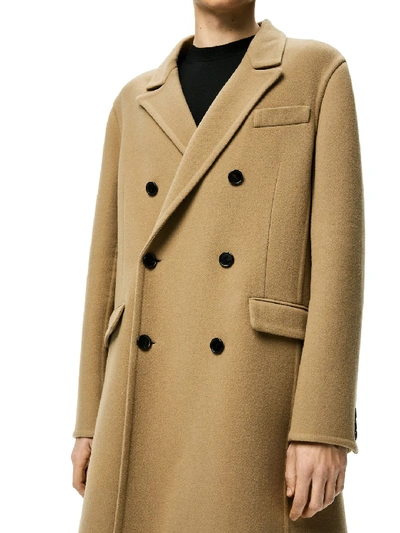 Shop Loewe Double-breasted Coat In Beige