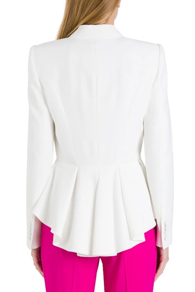 Shop Alexander Mcqueen Double-breasted Draped Blazer In White