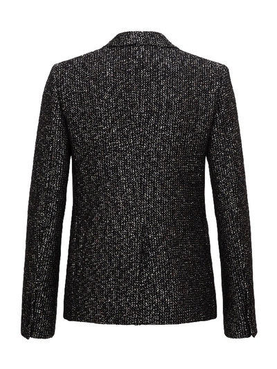 Shop Saint Laurent Double-breasted Tweed Coat In Black
