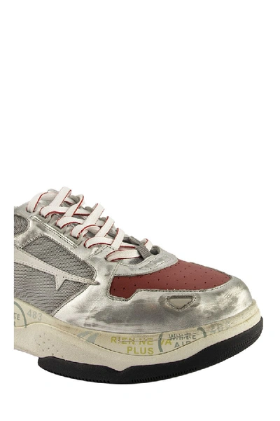 Shop Premiata Drake 016 Sneakers Silver And Red In Silver/red