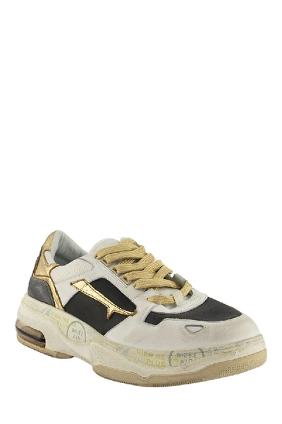 Shop Premiata Drake 018 Sneakers White And Gold
